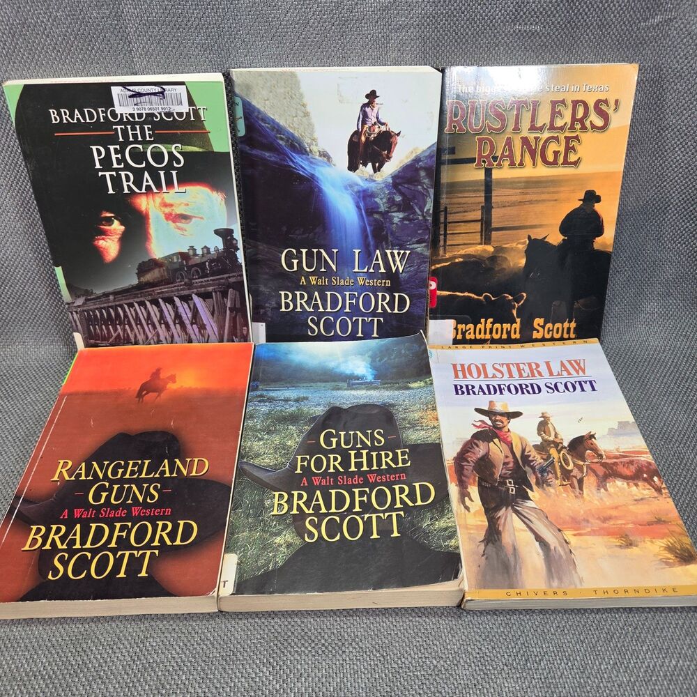 Lot of 6 Bradford Scott Western Paperbacks Large Print Walt Slade Texas Ranger